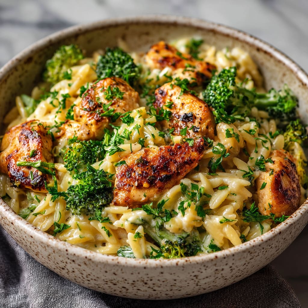 Cheesy Chicken Broccoli Orzo