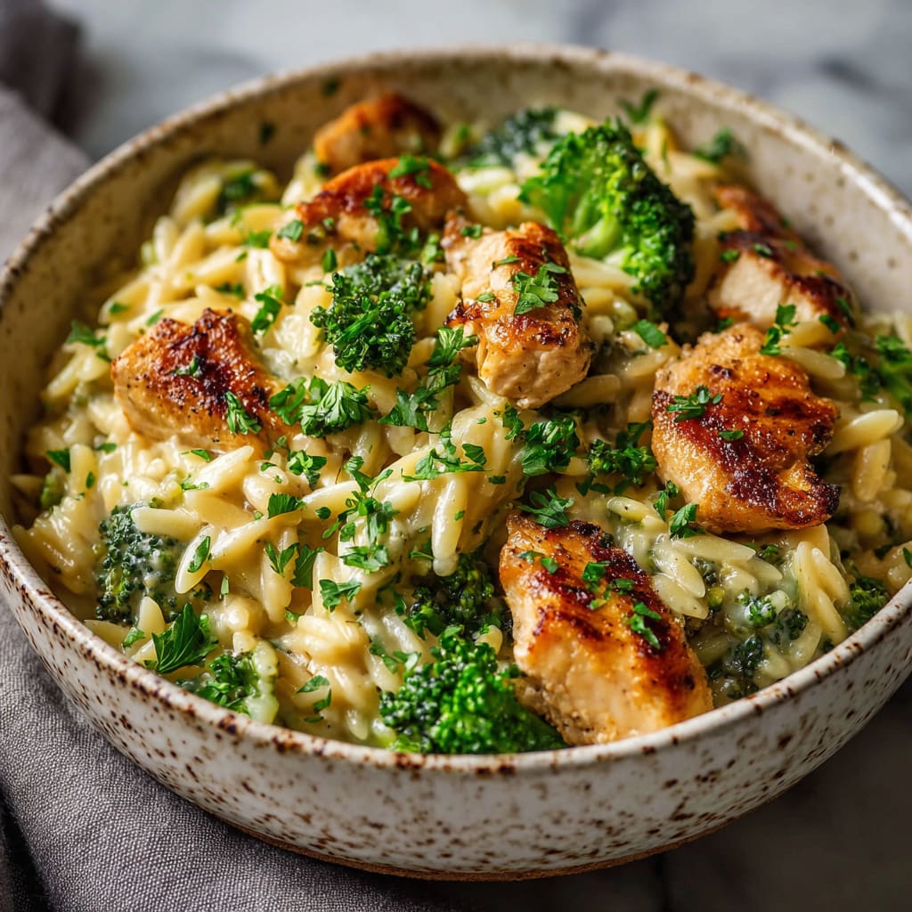Cheesy Chicken Broccoli Orzo