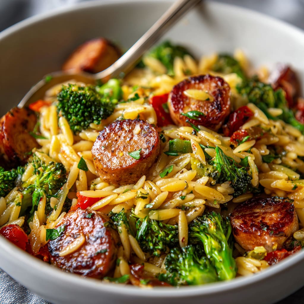 Chicken Sausage and Broccoli Orzo
