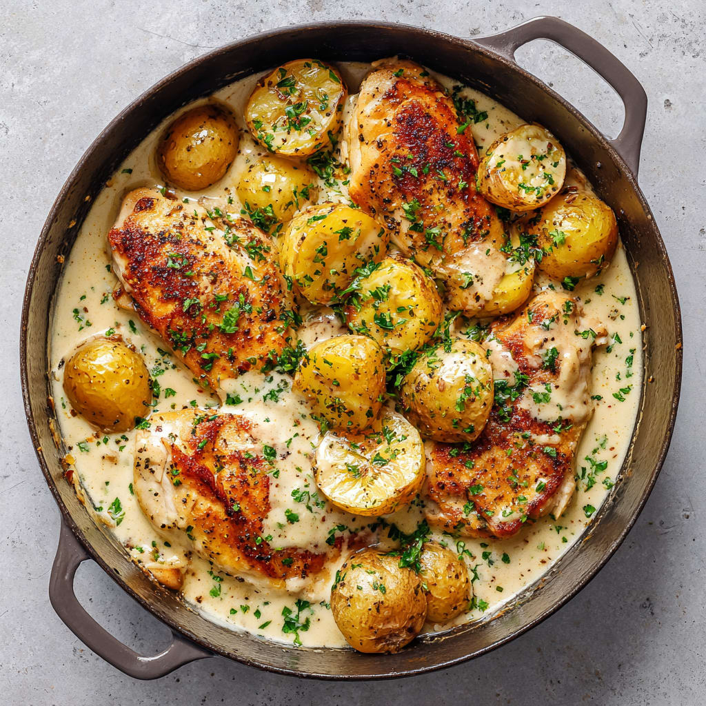 Chicken and Potatoes with Dijon Cream Sauce