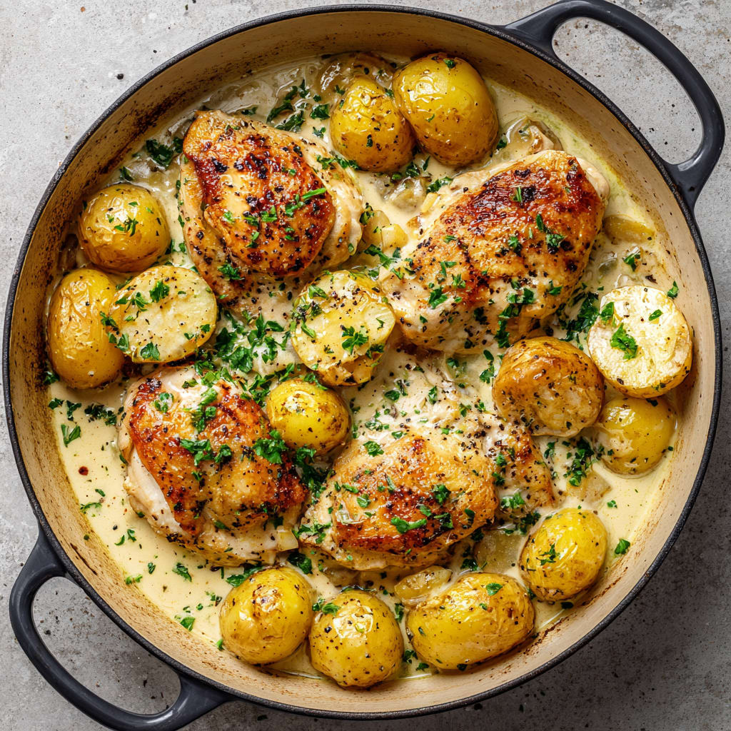 Chicken and Potatoes with Dijon Cream Sauce