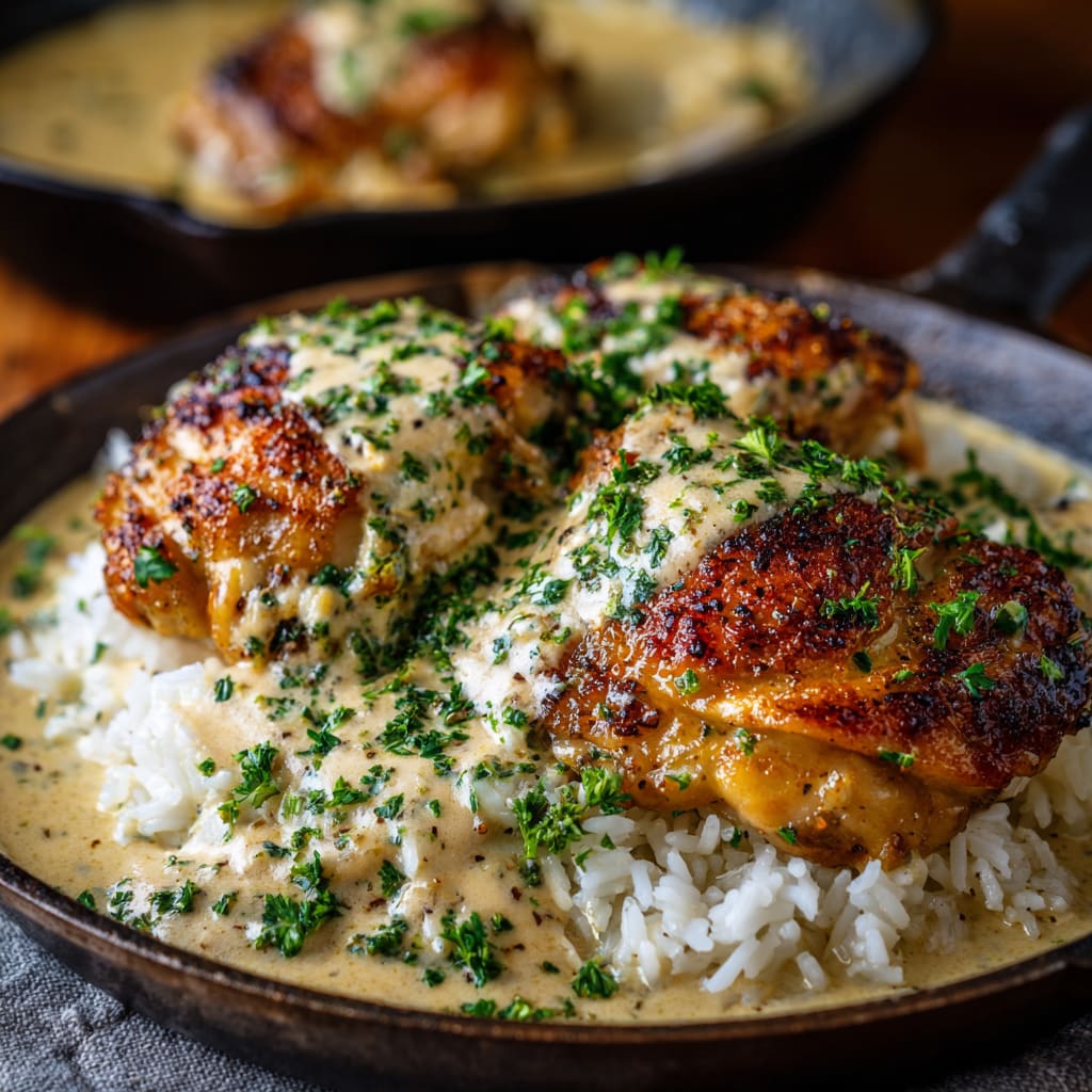 Creamy Smothered Chicken And Rice