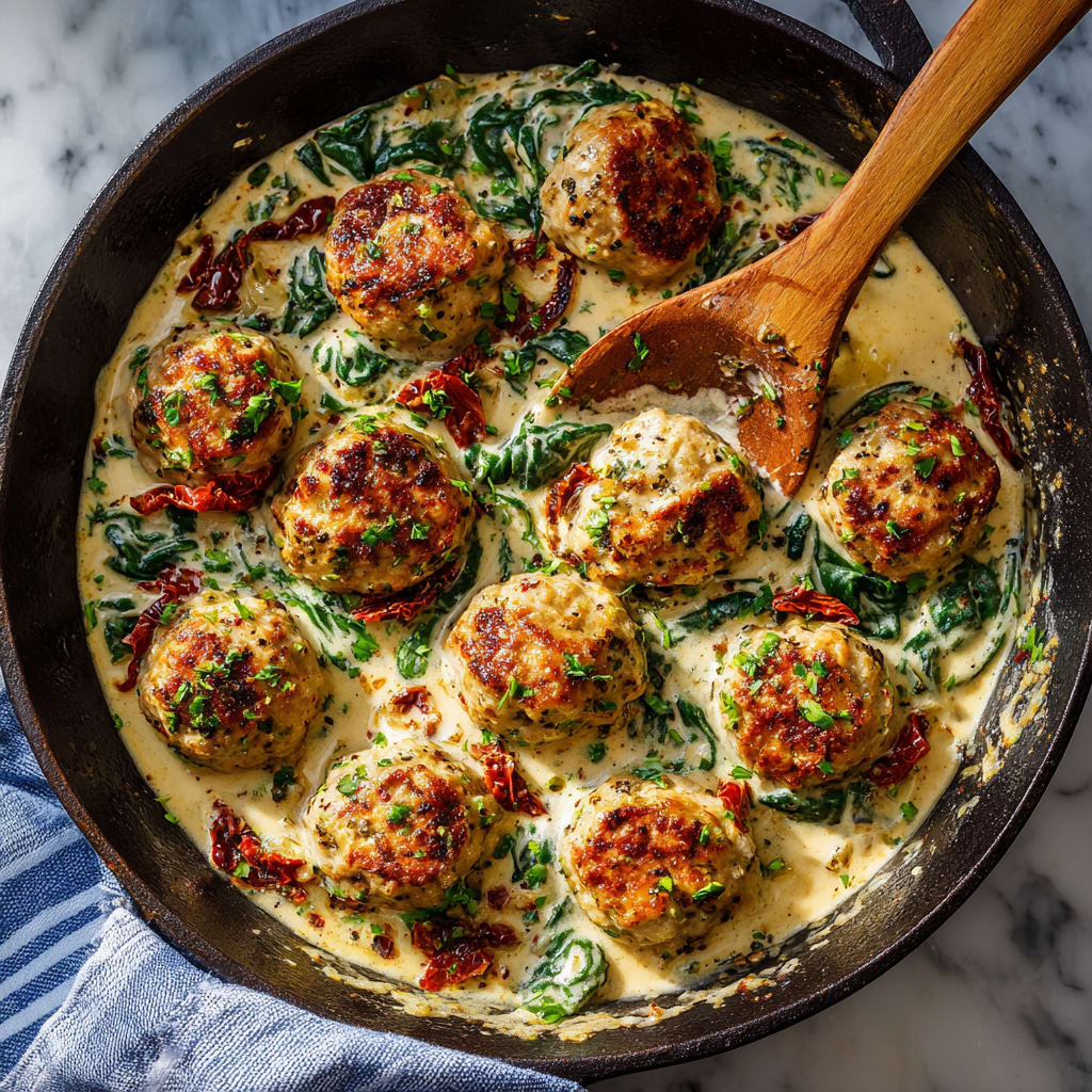 Creamy Spinach Turkey Meatballs