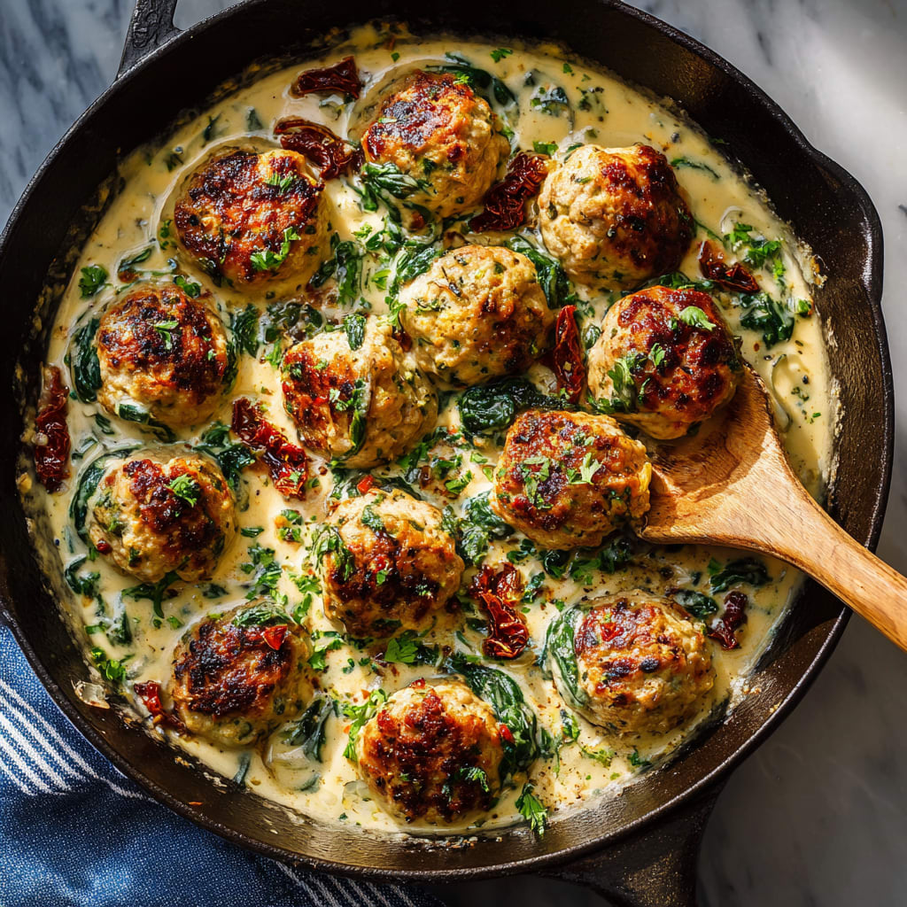 Creamy Spinach Turkey Meatballs