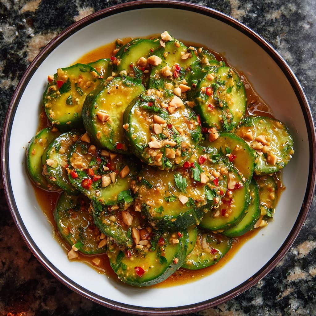 Cucumbers in Spicy Peanut Sauce
