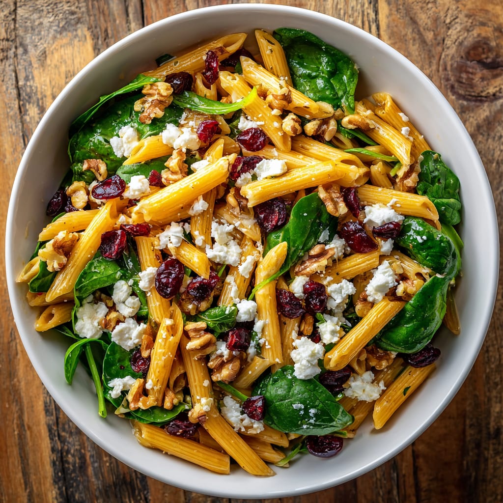Feta & Cranberry Penne Salad with Orange Vinaigrette