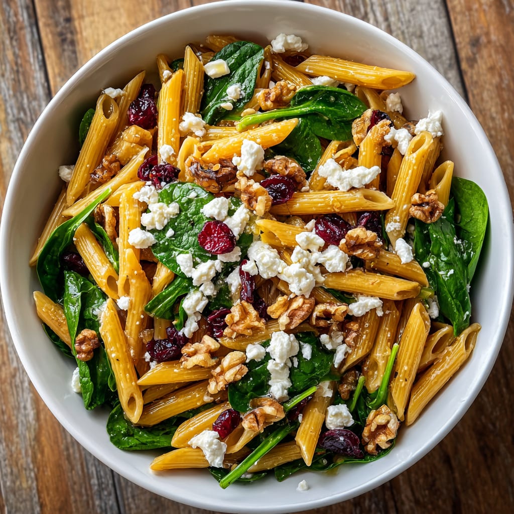 Feta & Cranberry Penne Salad with Orange Vinaigrette