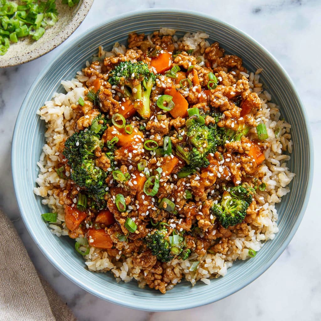 Healthy Ground Turkey Teriyaki Rice Bowl