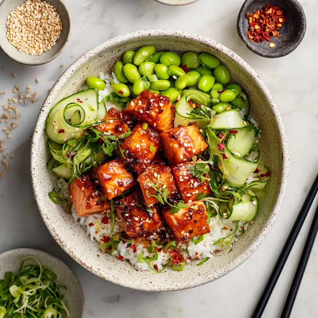 Honey Sriracha Salmon Bowls