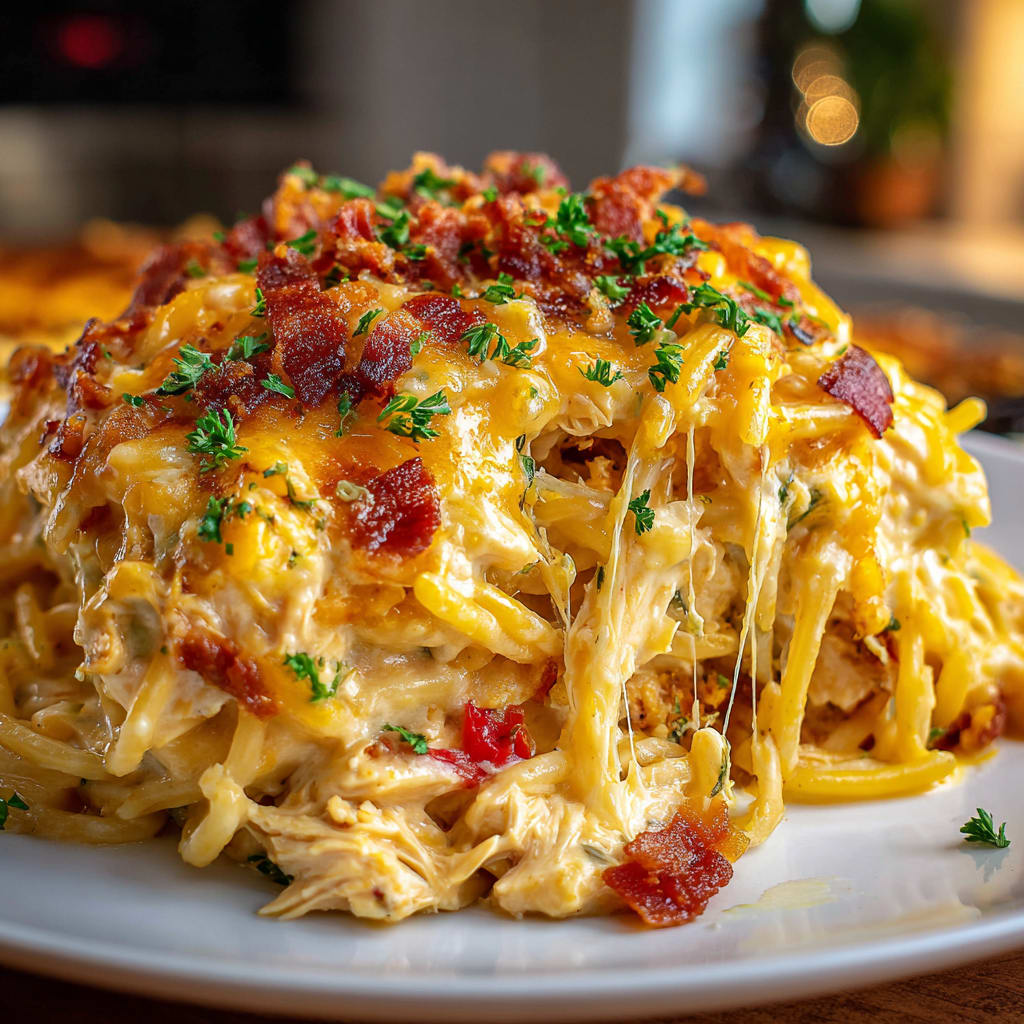 Irresistible Spicy Southern Cheesy Chicken Spaghetti Casserole