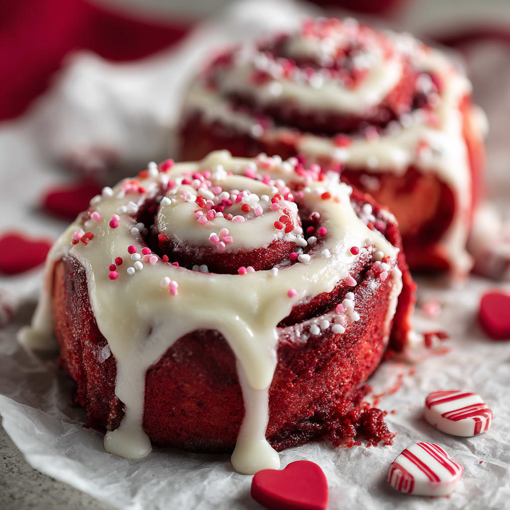 Red Velvet Valentine's Day Cinnamon Rolls