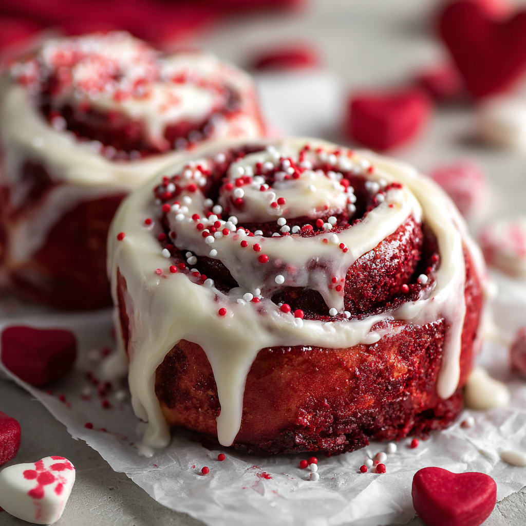 Red Velvet Valentine’s Day Cinnamon Rolls