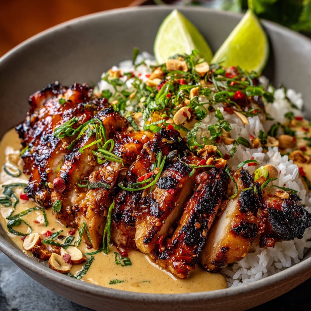 Sweet Chili Chicken Bowl with Coconut Lime Drizzle