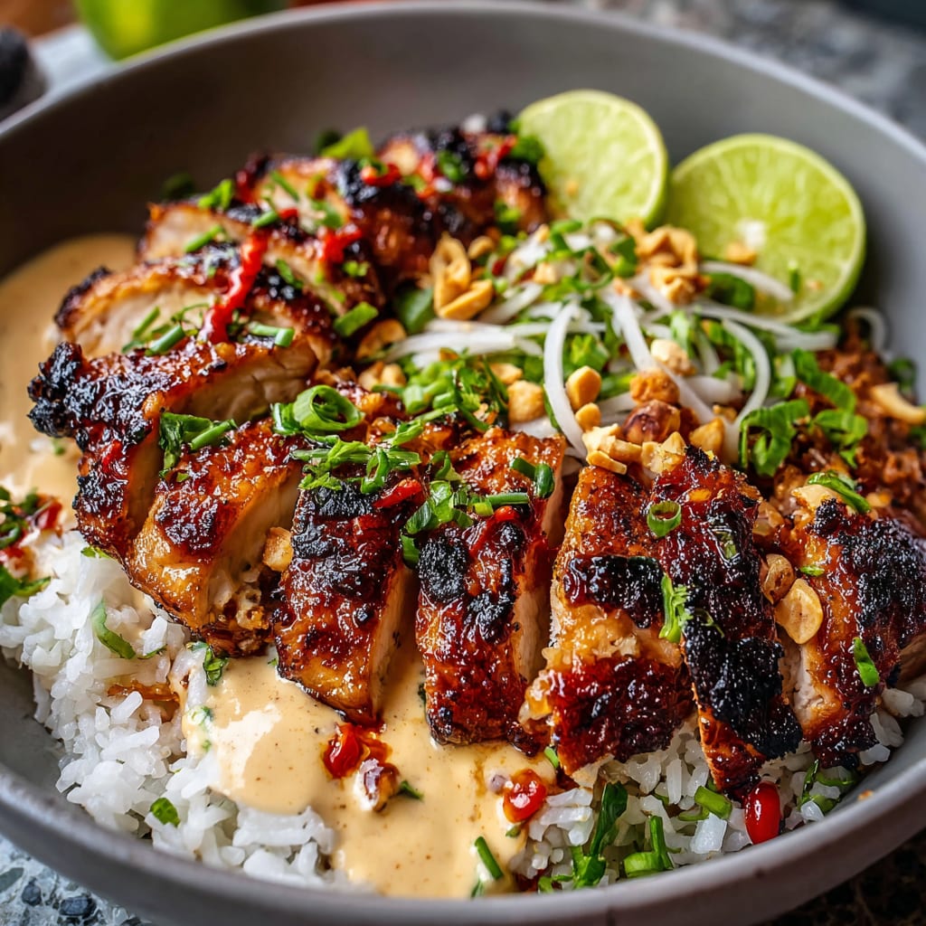 Sweet Chili Chicken Bowl with Coconut Lime Drizzle