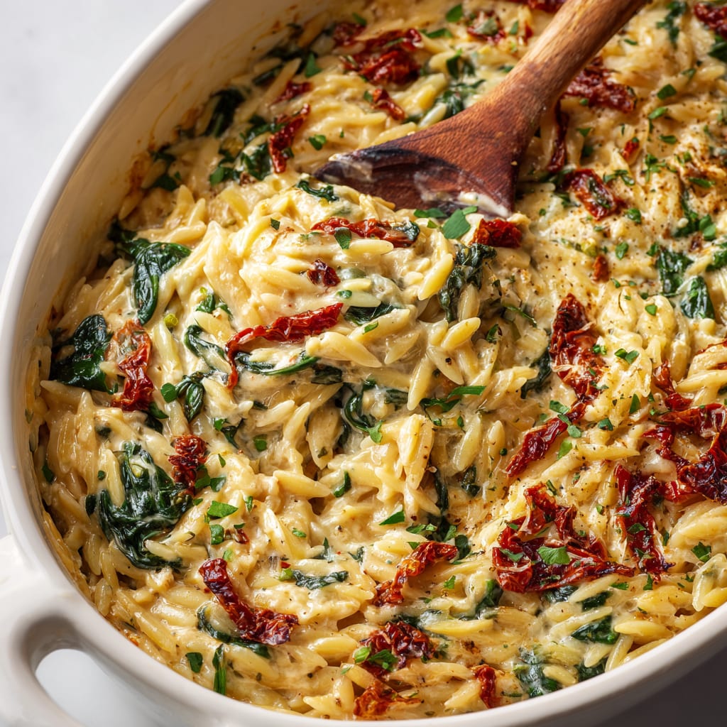 Boursin Spinach & Sun-dried Tomato Orzo Bake
