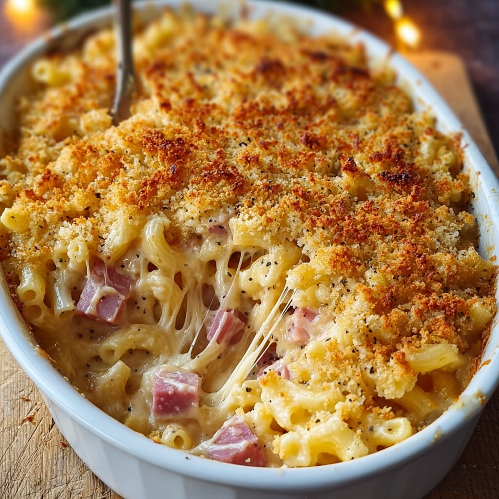 Cheddar and Ham Macaroni Bake