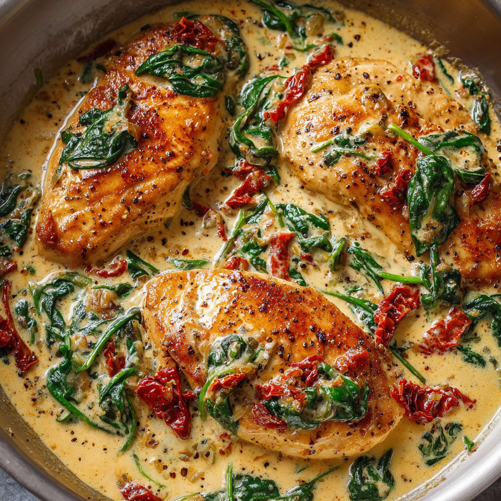 Creamy Chicken Breast in Spinach Parmesan Sauce