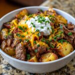 Crockpot Loaded Steak and Potato Bake