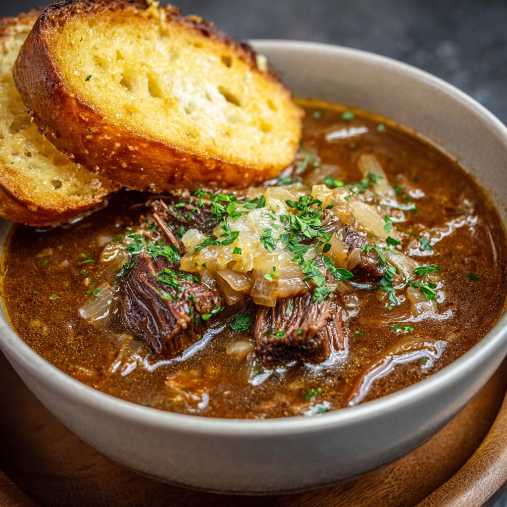 French Onion Beef Short Rib Soup