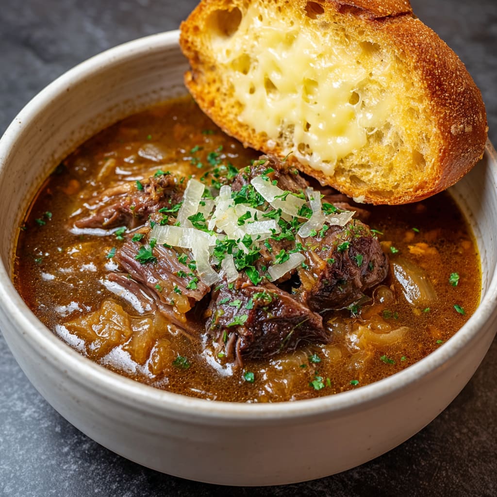 French Onion Beef Short Rib Soup