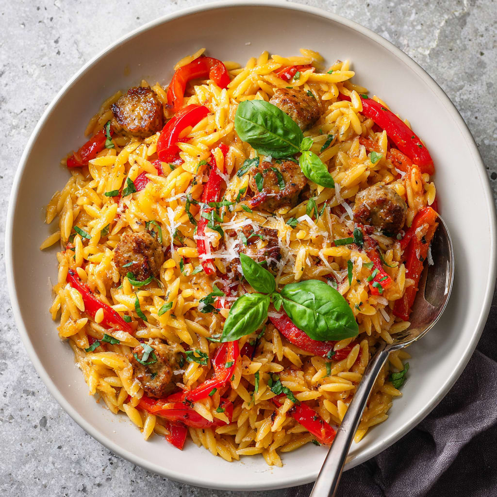 Fried Sausage and Pepper Orzo