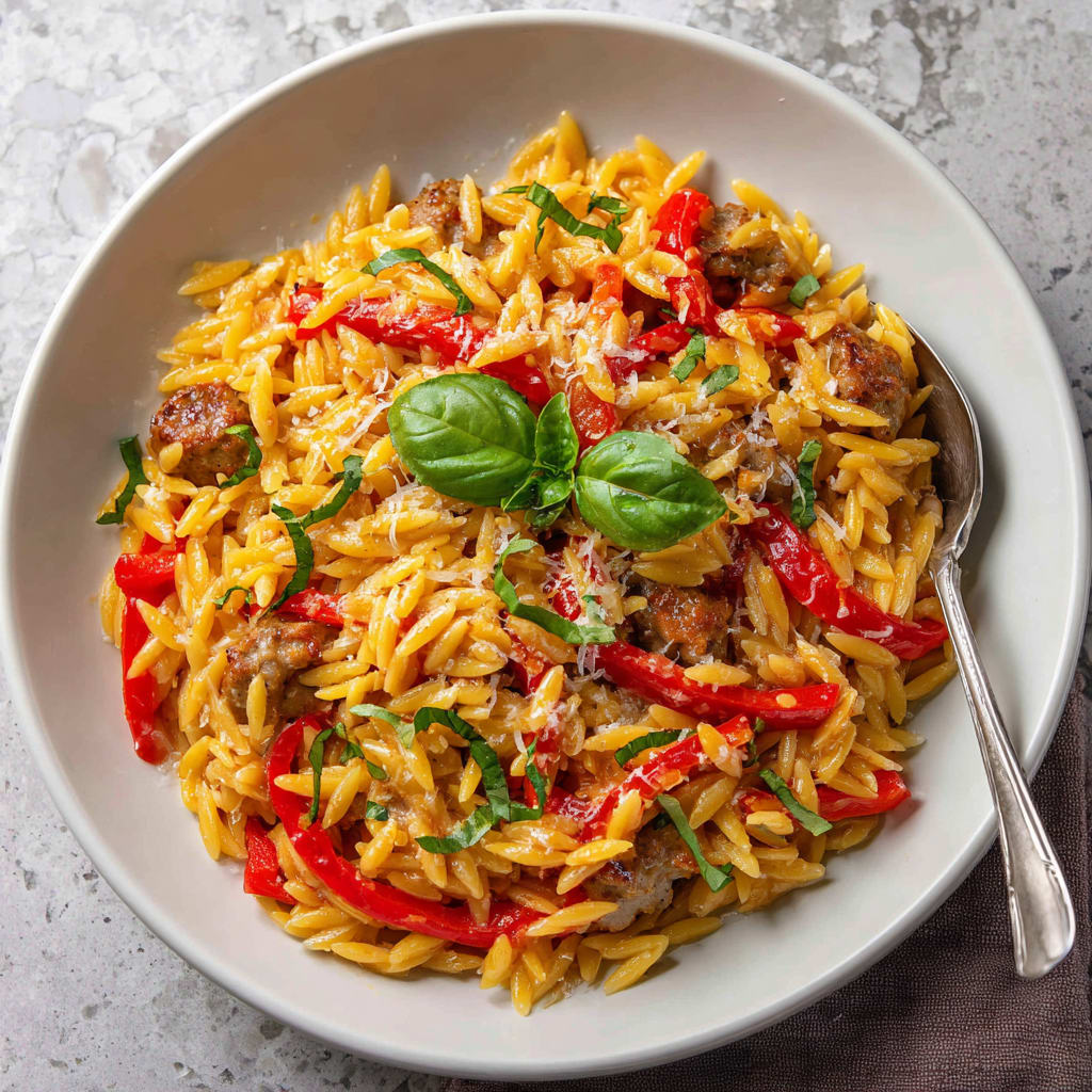 Fried Sausage and Pepper Orzo