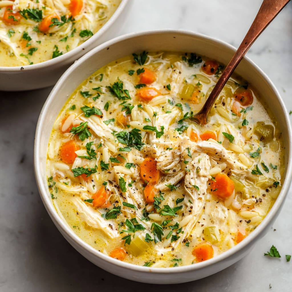 Lemon Chicken Orzo Soup