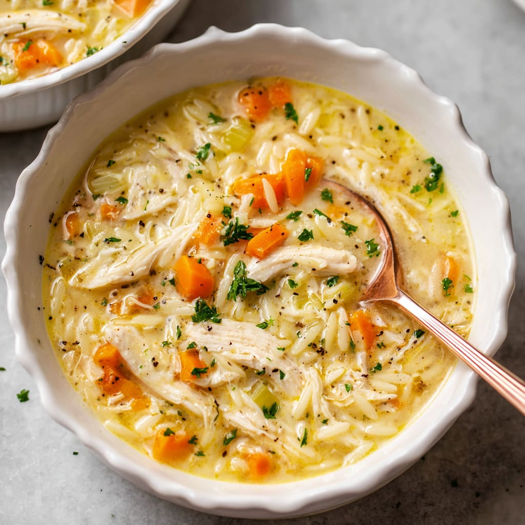 Lemon Chicken Orzo Soup