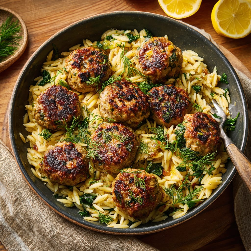 Lemon-Dill Meatballs With Orzo