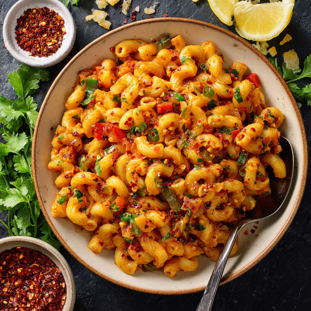 Masala Macaroni Desi Pasta