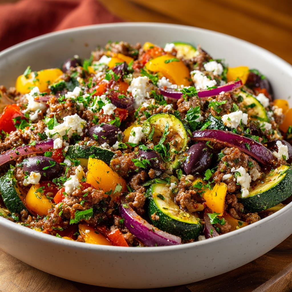 Mediterranean Ground Beef Stir-Fry