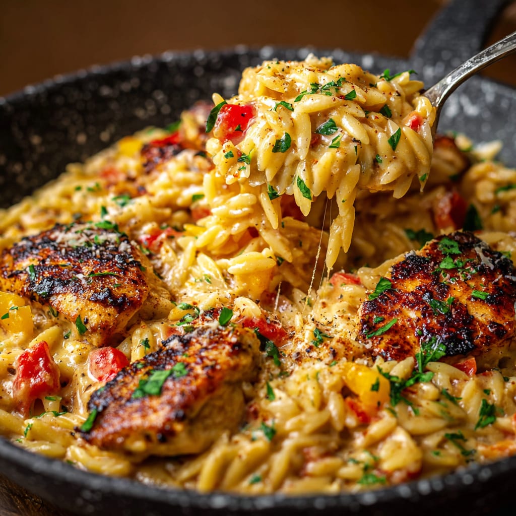 One Pot Cajun Chicken Alfredo Orzo