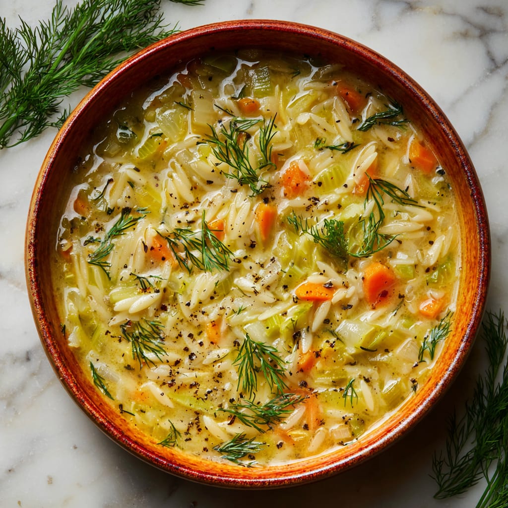 Orzo, Leek and Dill Soup