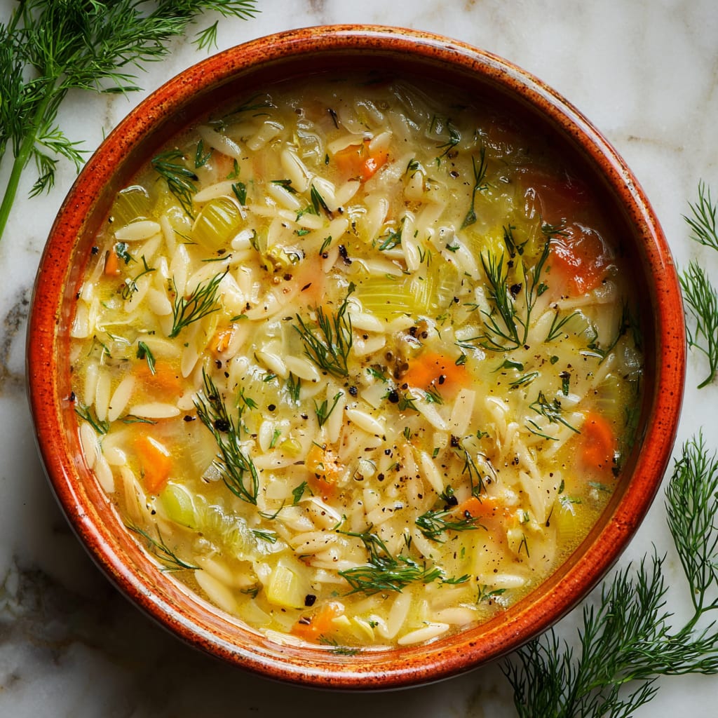 Orzo, Leek and Dill Soup
