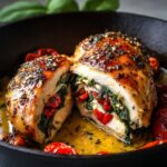 Roasted Red Pepper, Spinach, and Mozzarella Stuffed Chicken
