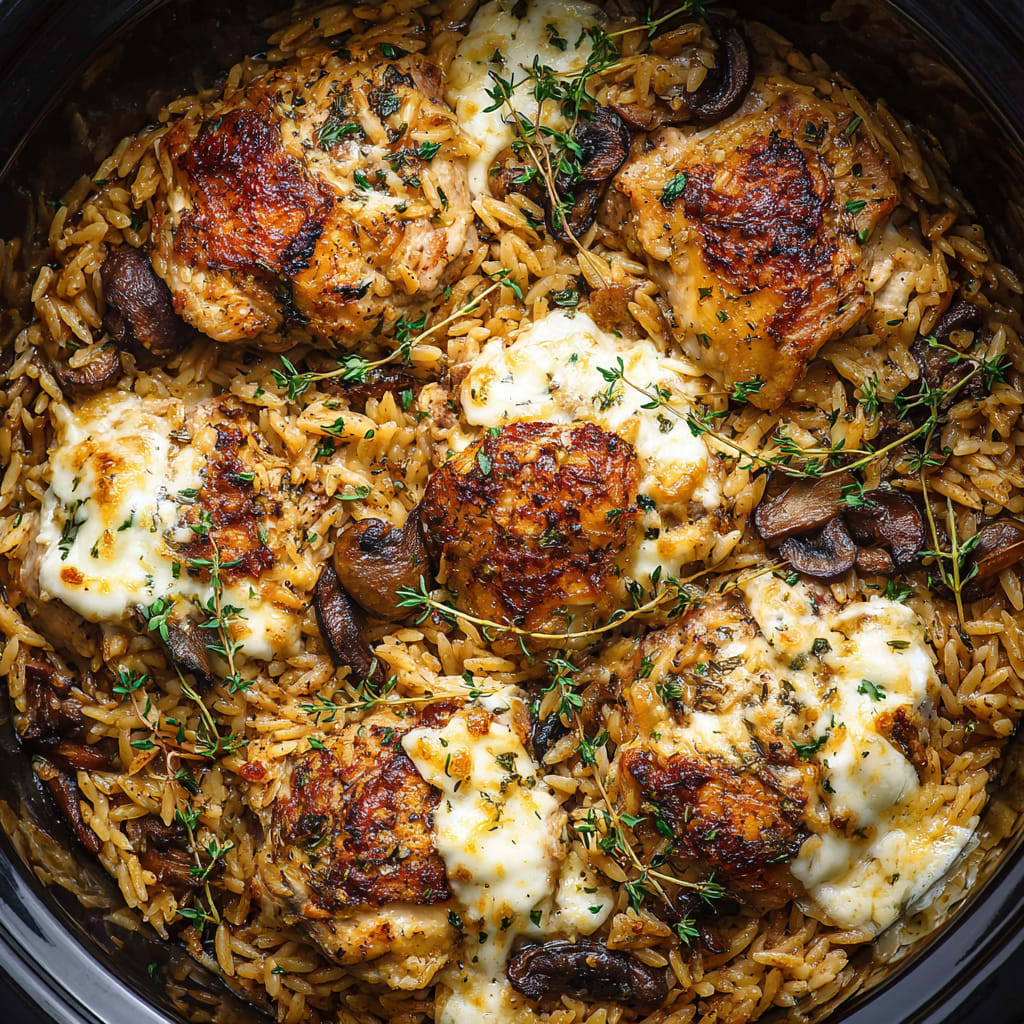 Slow Cooker Parmesan Herb Chicken & Orzo