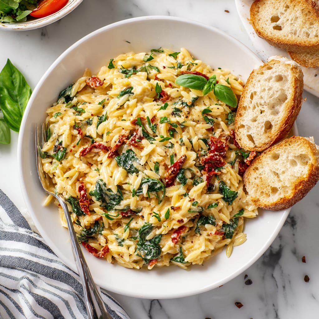 Sundried Tomato Boursin Baked Orzo