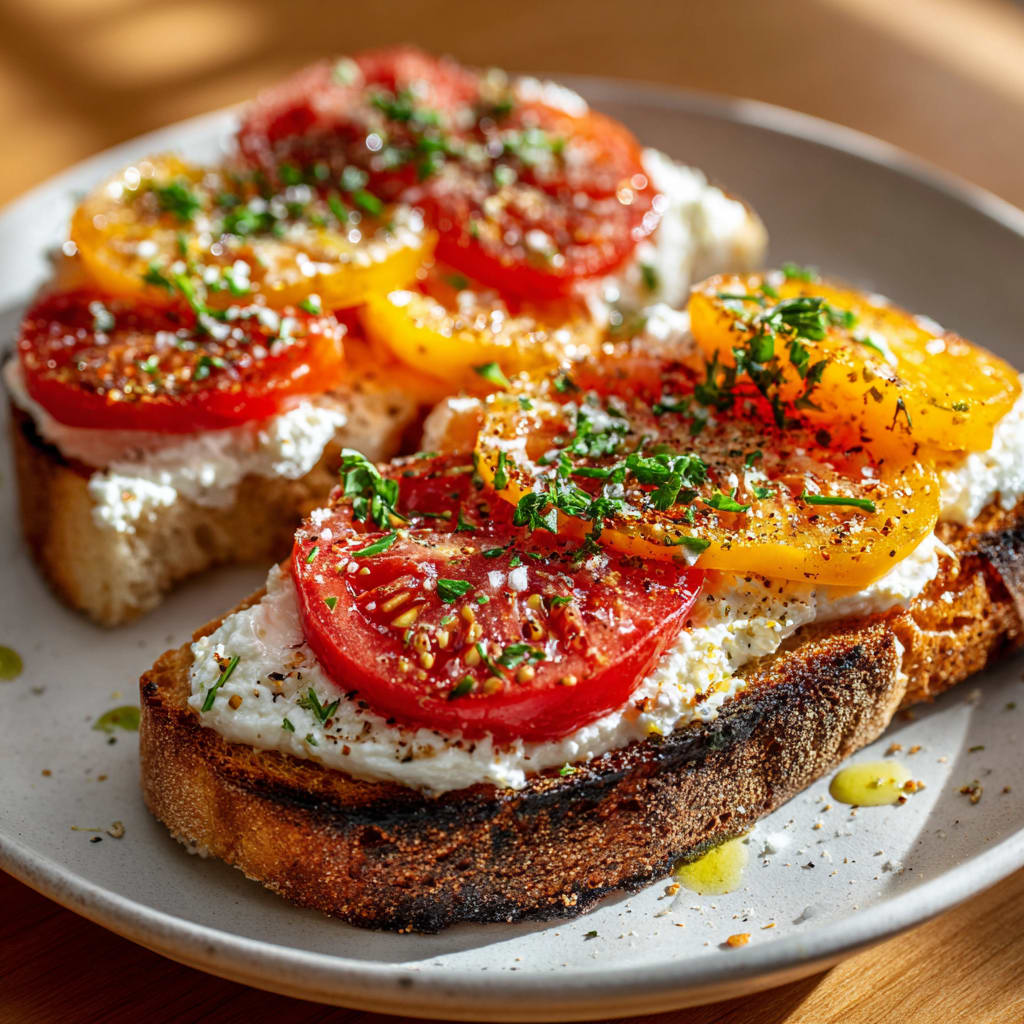 Tomato and Cottage Cheese Toast