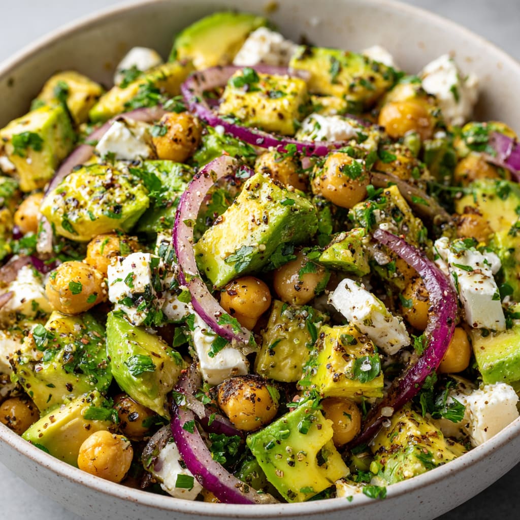 Chickpea Feta Avocado Salad