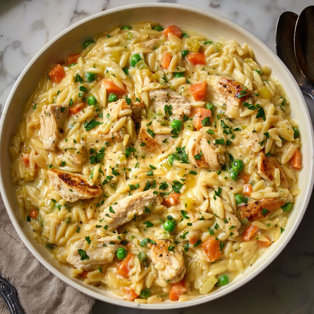 Creamy Chicken Pot Pie Orzo