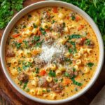 Creamy Parmesan Italian Sausage Ditalini Soup