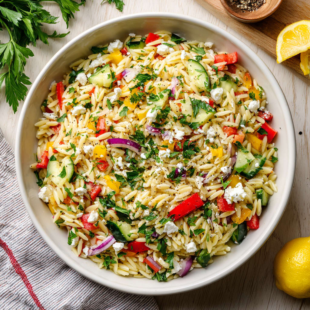 Easy Lemon Orzo Salad With Feta