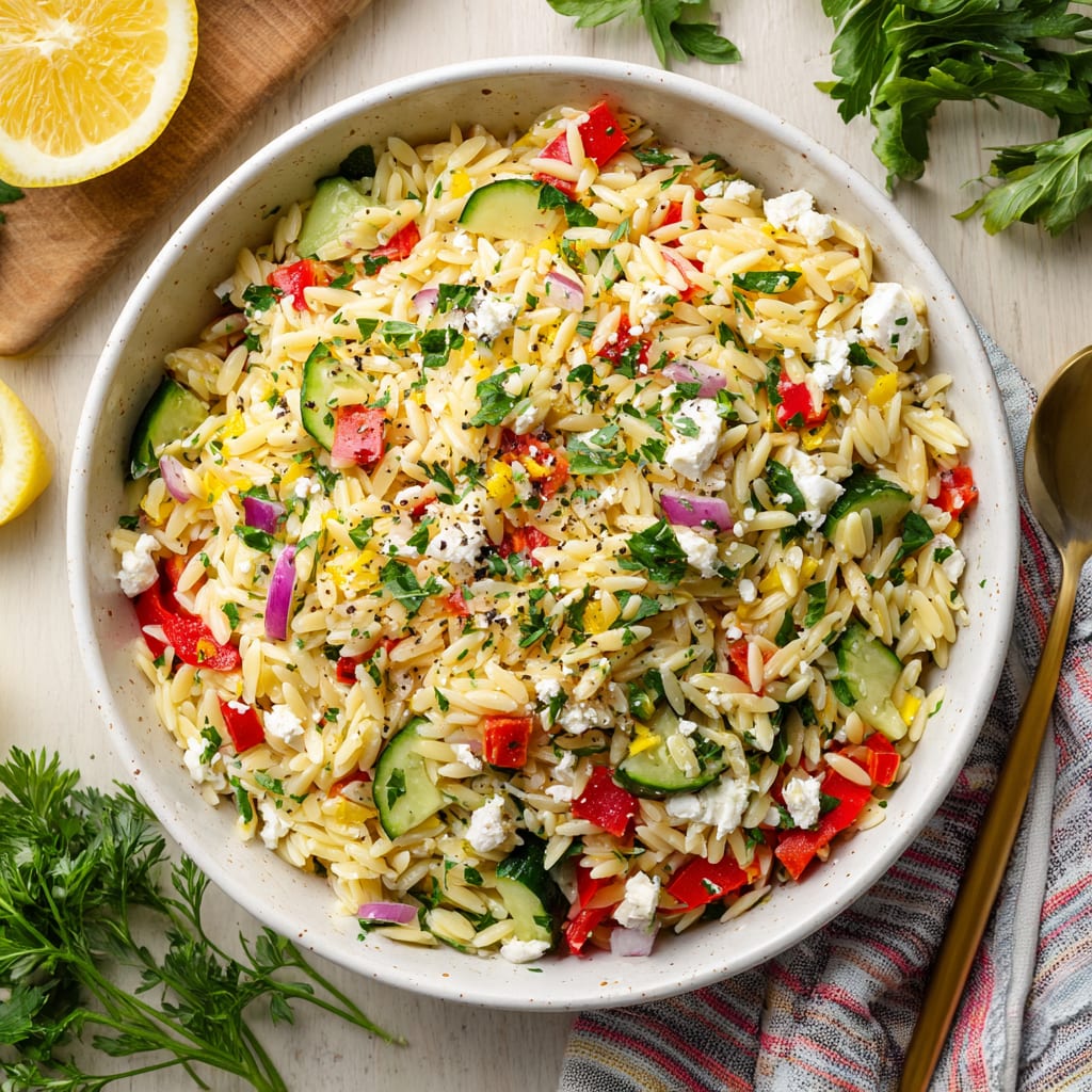 Easy Lemon Orzo Salad With Feta