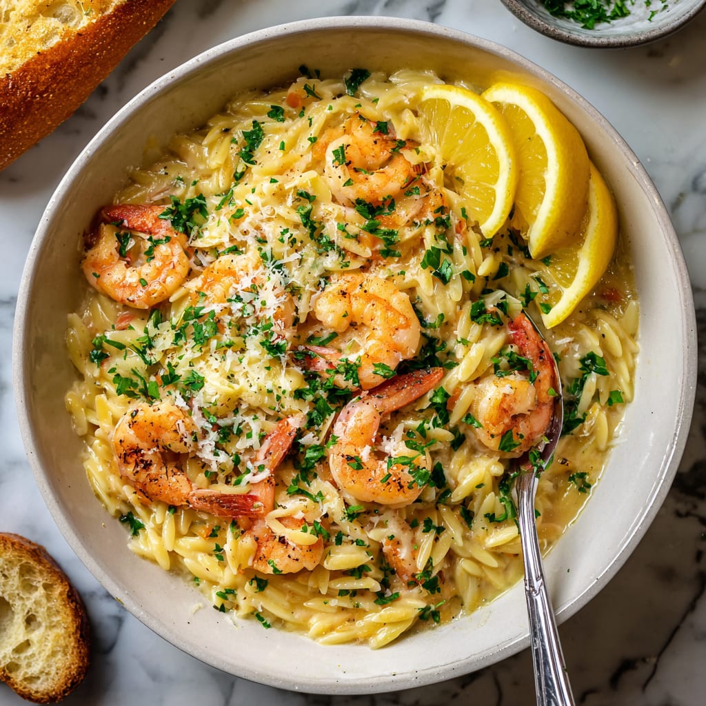 Garlic Butter Prawn Orzo