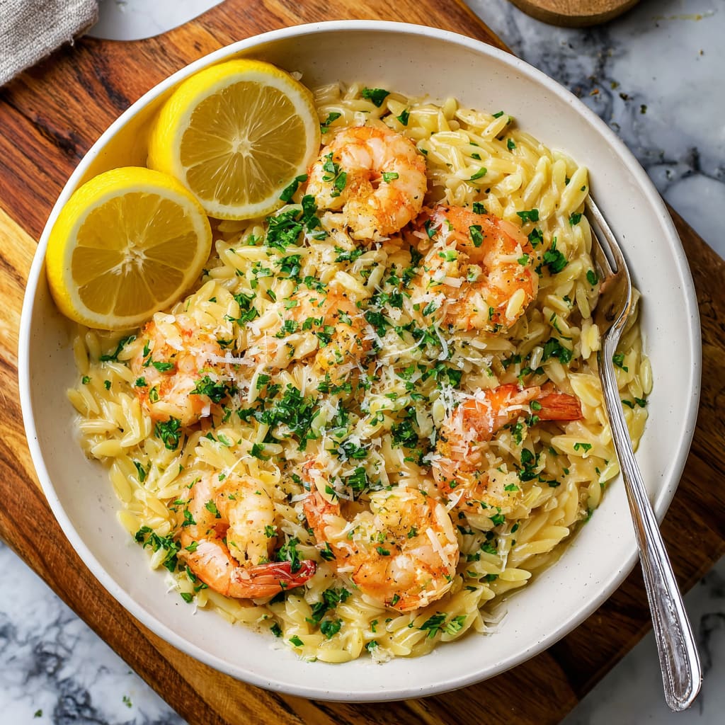 Garlic Butter Prawn Orzo