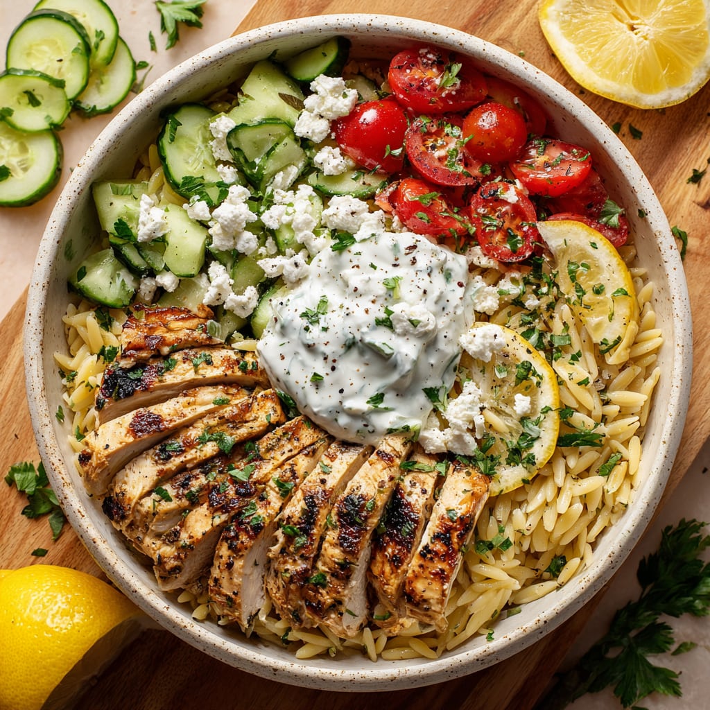 Greek Chicken Orzo Bowls