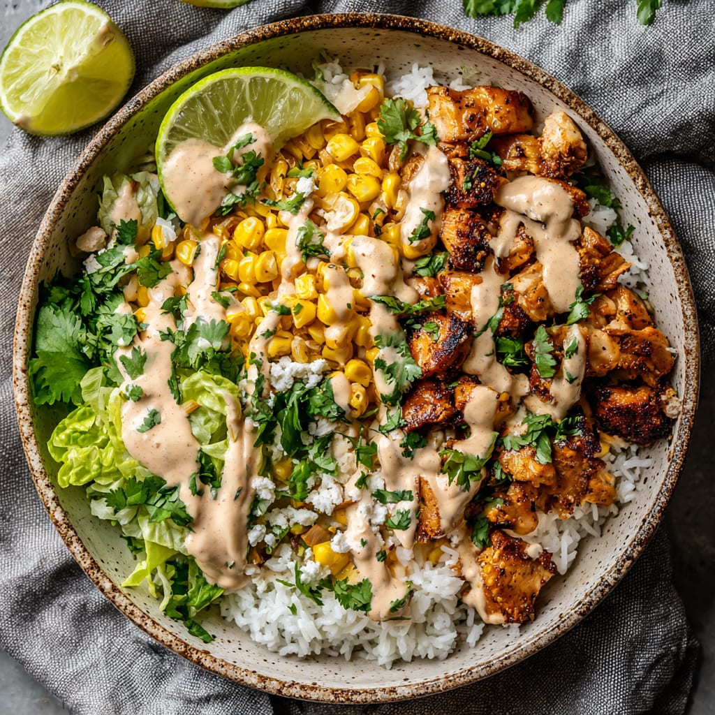 Healthy Street Corn Chicken Rice Bowl