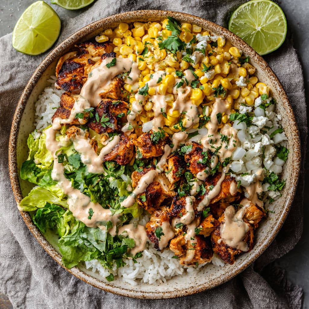 Healthy Street Corn Chicken Rice Bowl