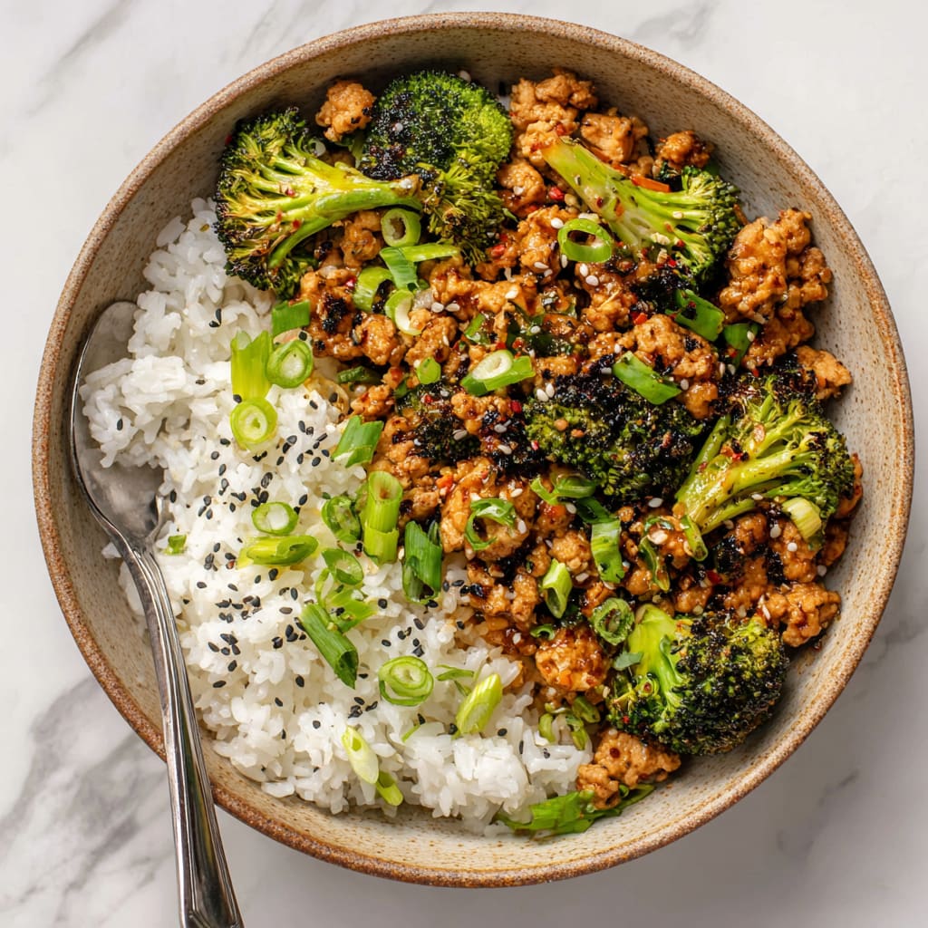 Honey Sriracha Ground Chicken and Broccoli