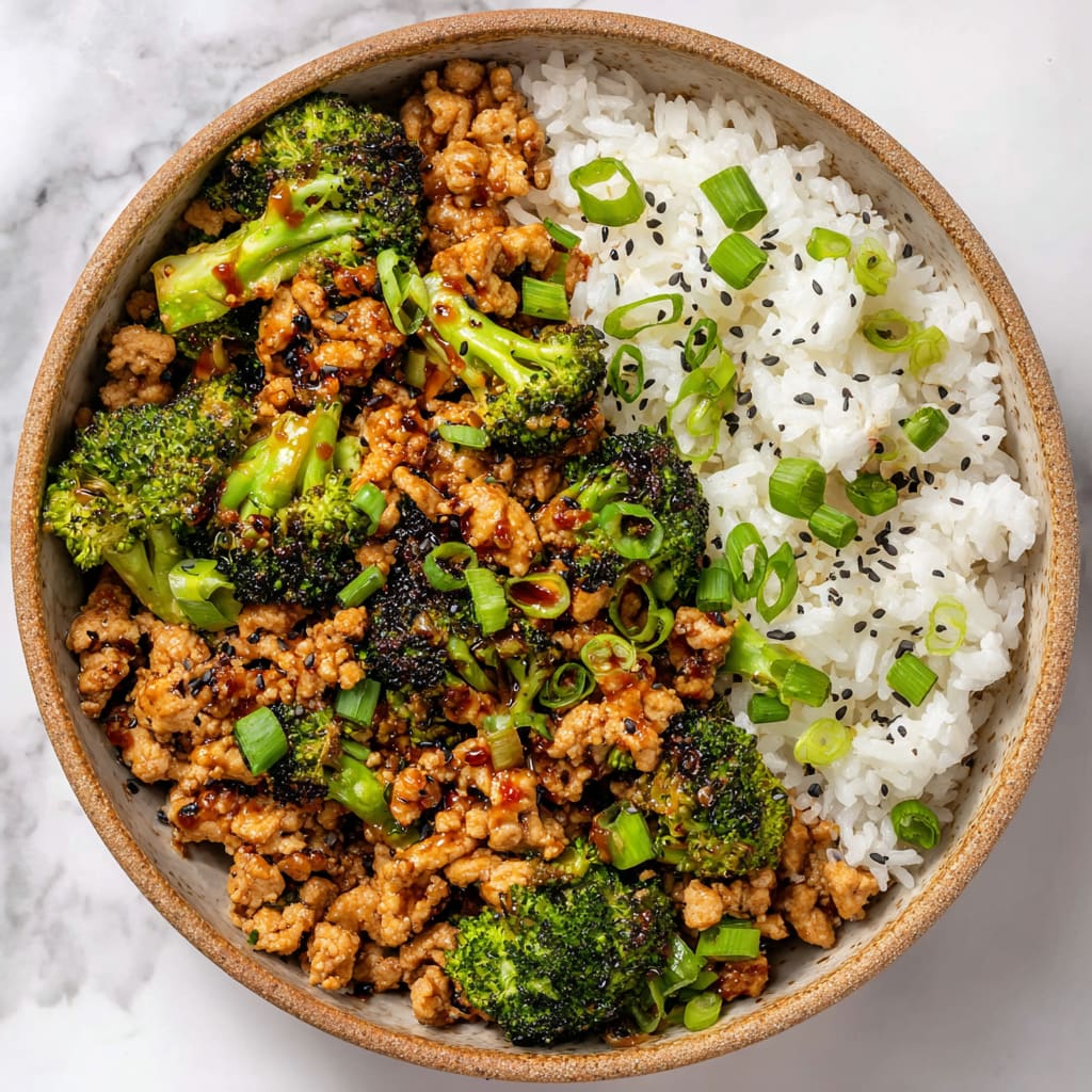 Honey Sriracha Ground Chicken and Broccoli